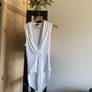 White low neck body suit top